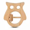 Minimalist wooden owl rattle toy for infants.