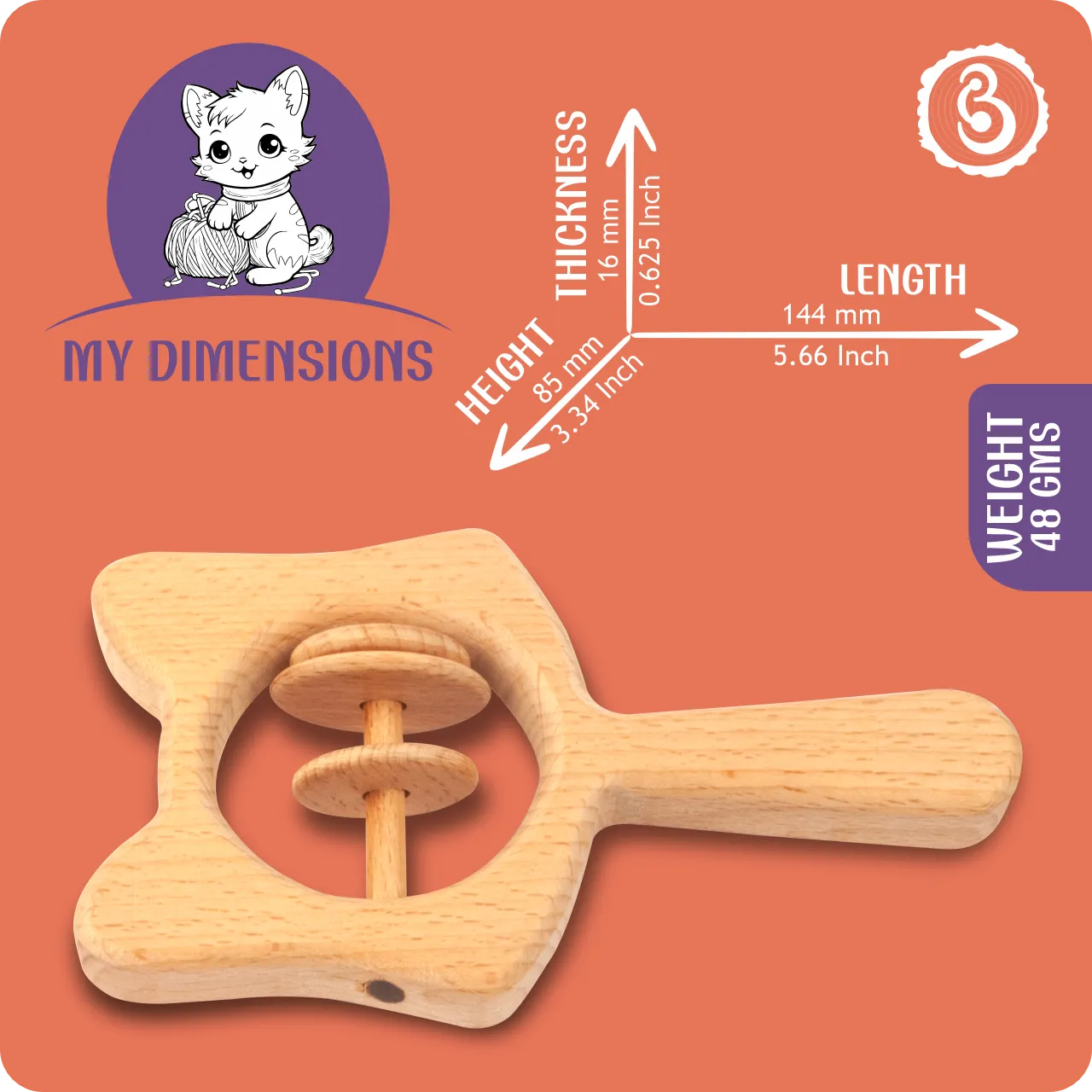 02 (1) Dimension infographic for the cat rattle showing 103 mm length and 83 mm height.