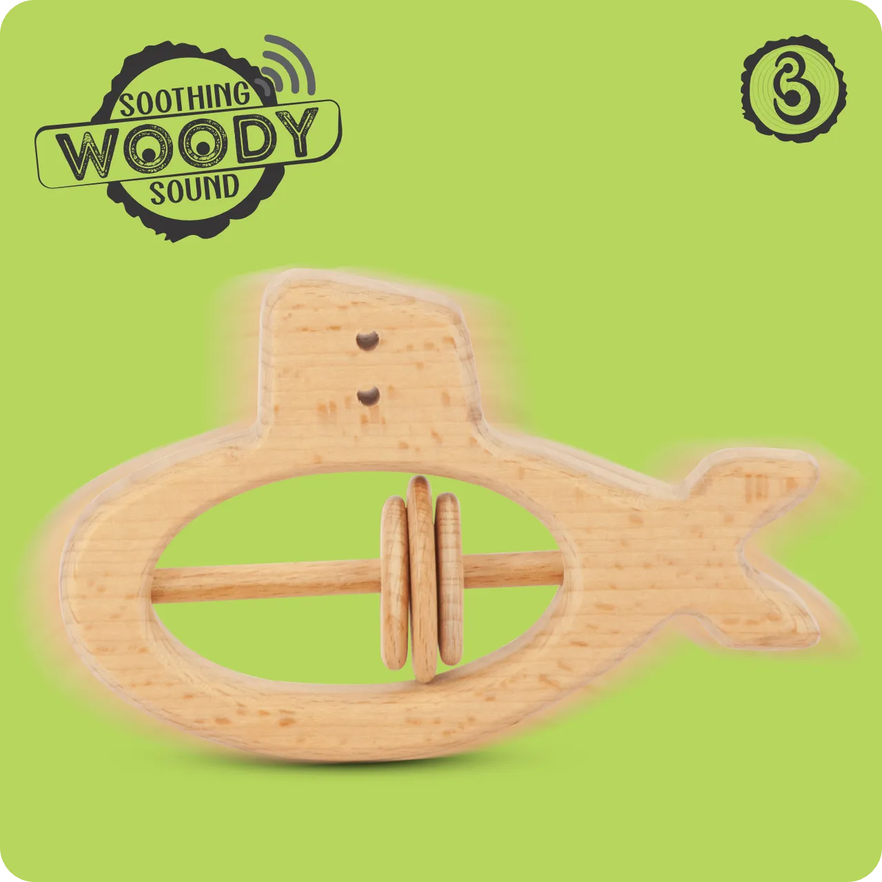 04 (1) A motion-blurred submarine rattle illustrating a "soothing woody sound."