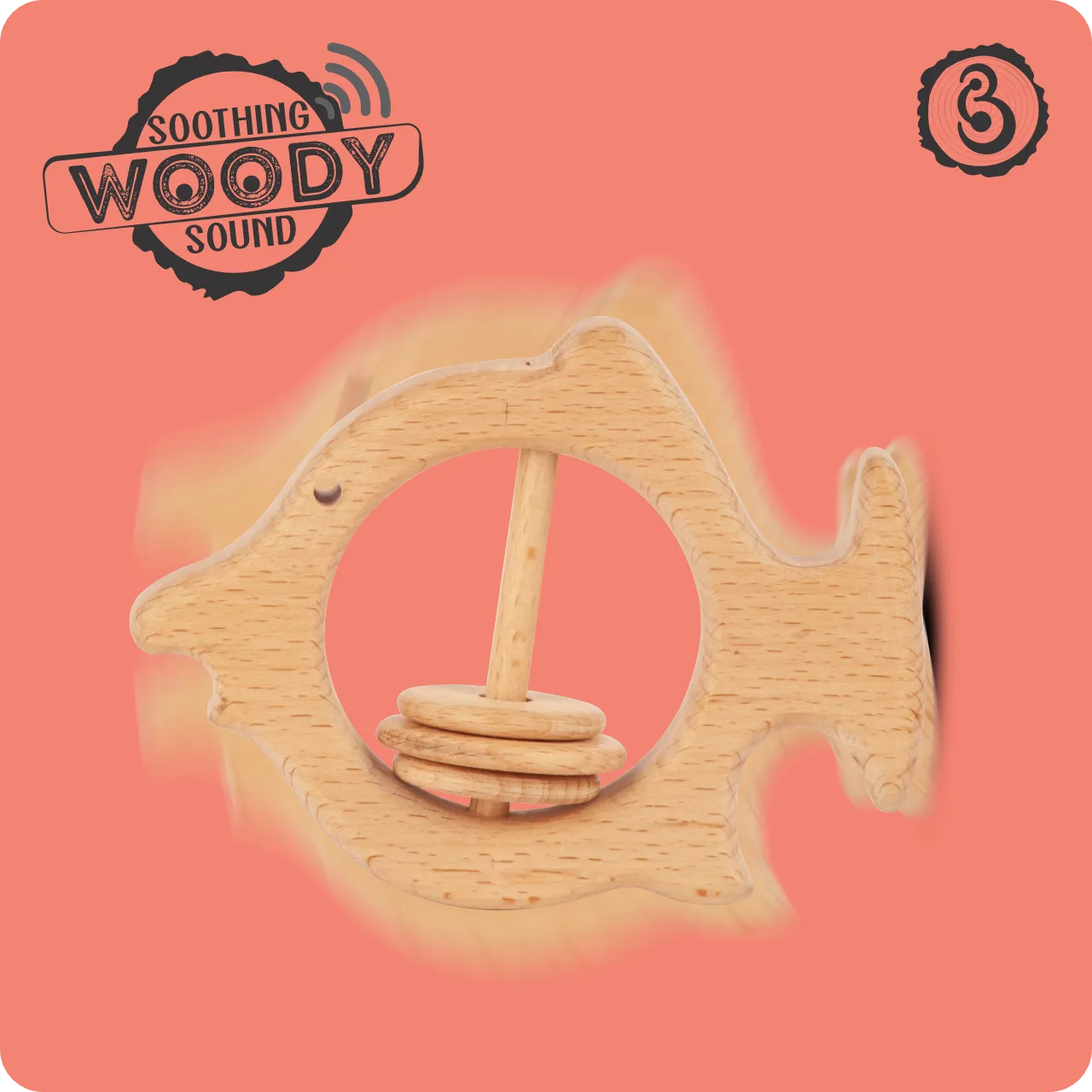 04 Motion-blurred fish rattle illustrating a soothing natural woody sound.