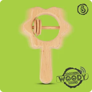 Motion-blurred guitar rattle illustrating its soft natural woody sound.