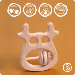 Educational icons for fine motor skills, acoustic perception, visual perception, and imagination.