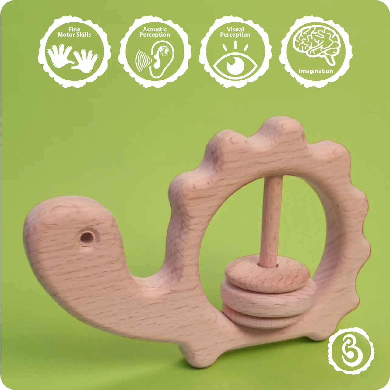 05 Educational icons detailing developmental benefits like fine motor skills and imagination.