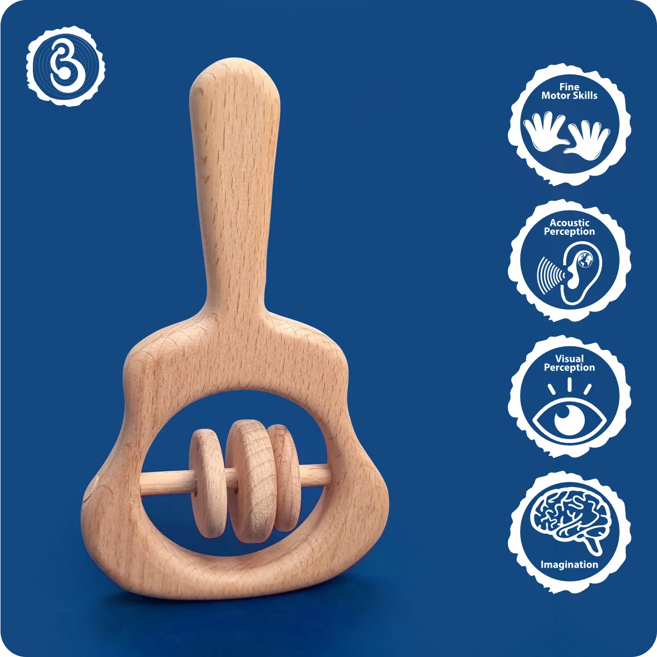 05 Educational icons for fine motor skills and imagination with the guitar rattle.