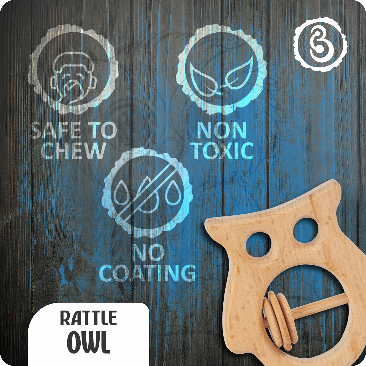 06 (1) Safety certificate icons for the wooden owl rattle.