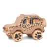Wooden cheetah toy car with paw print wheels