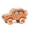 Wooden giraffe toy car with orange pattern