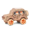 Wooden leopard toy car with paw print wheels