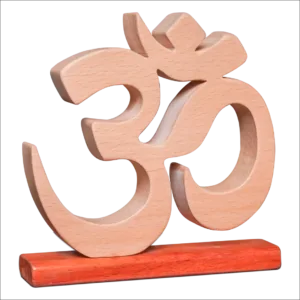 Wooden Om symbol decorative showpiece on stand