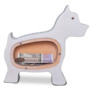 Wooden Puppy Money Bank