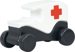 Wooden Ambulance Toy Car – Montessori First Responder Pretend Play Vehicle for Kids